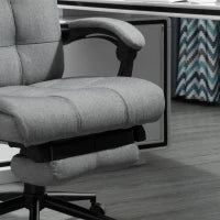 Sedia da Ufficio Ergonomica Reclinabile, Sedia Direzionale con Schiena Alta, Poltrona Ufficio con Poggiatesta e Poggiapiedi Estraibile, 66x76x112-120cm, Grigio