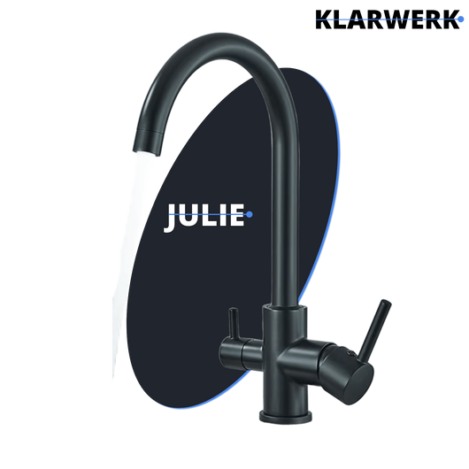 JULIE | Rubinetto per acqua potabile a 3 vienero opaco|da cucina ad osmosi in acciaio inossidabile  miscelatore: ruotabile a 360°|Filtra 3 connessioni
