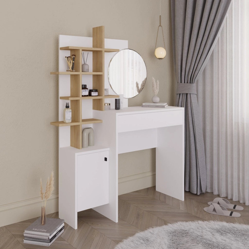 Tavolo da trucco in legno "Mup" 105 x 35 x 151 cm - Bianco