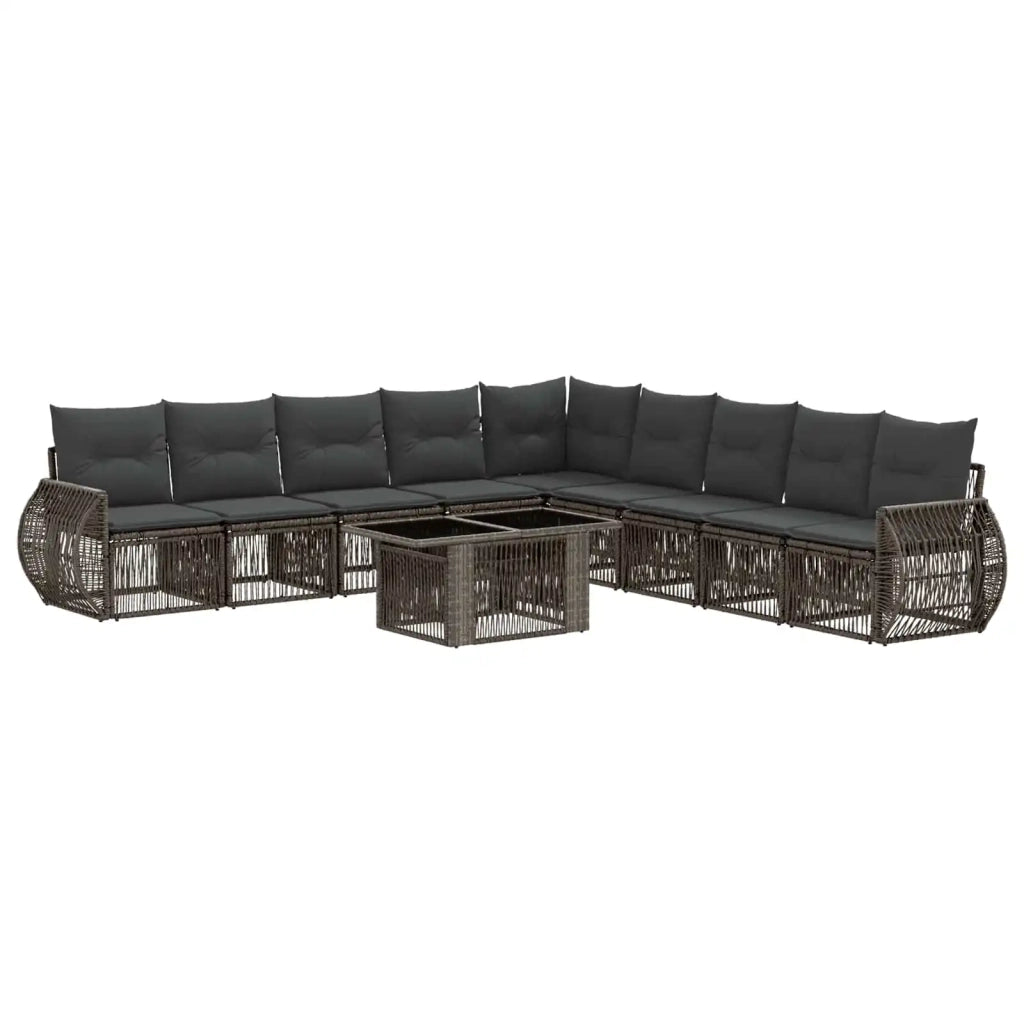 Set Divano da Giardino 10 pz Grigio e Grigio Scuro polyrattan 3436955