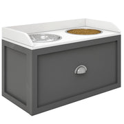 Tavolo per Cani con 2 Ciotole e Cassetto ¨C zephmum ¨C Grigio e Bianco 63x30x36 cm