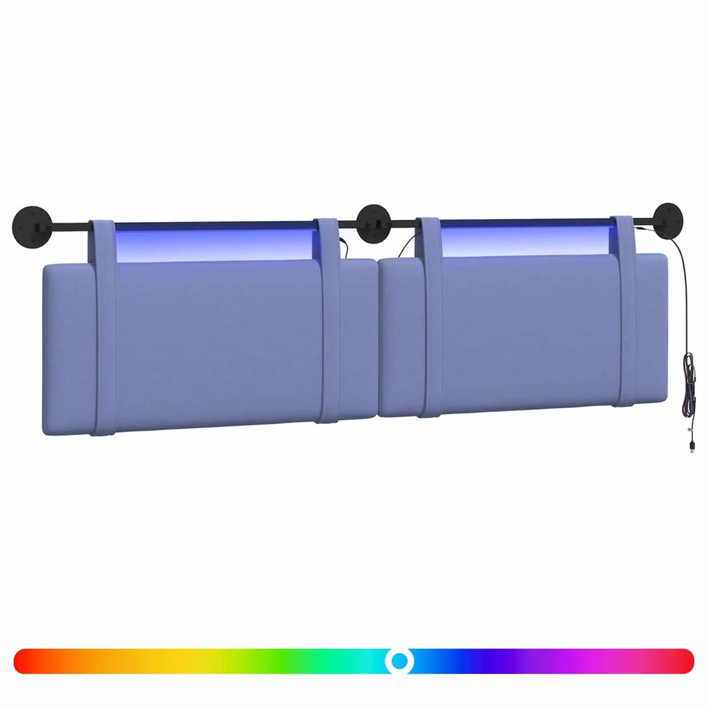 Testiera | Testata sospesa Con luce LED Blu jeans Tessuto