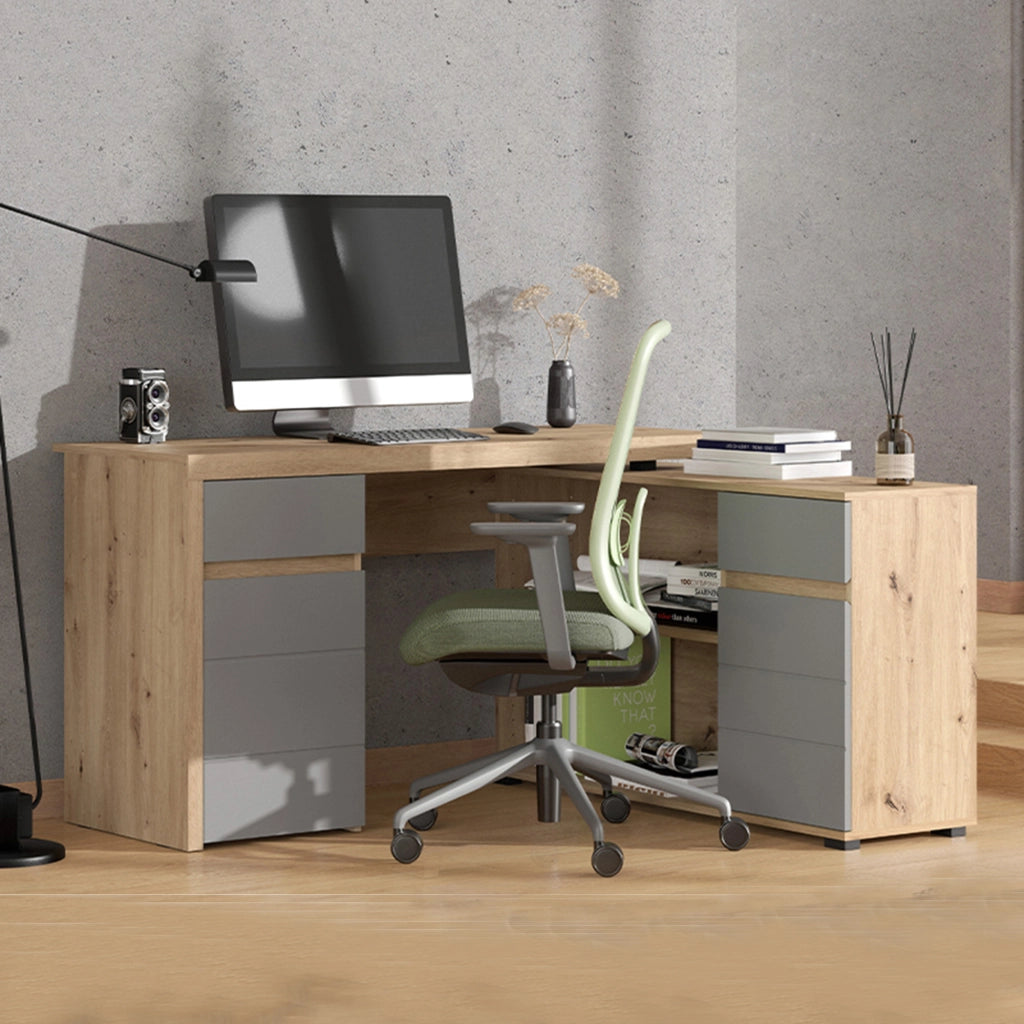 Piran, Scrivania Angolare, 140x124x77h cm Marrone Rovere Nodi