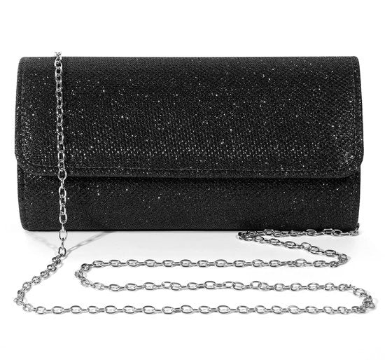 Clutch per la Sera Portamonete con Catena Rimovibile per Donne Nero 2