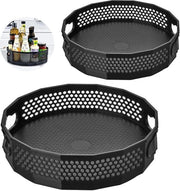 Set di 2 Lazy Susan Tavolo Rotante per Spezie, Piatto di Miele per la Cucina, Organizzatore per Spezie Rotante, Supporto per Flaconi di Spezie, Olio, Ingredienti, Piatto (Nero)