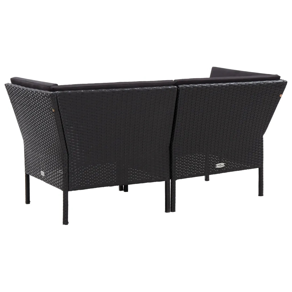 Set Divani da Giardino 6 pz con Cuscini in Polyrattan Nero cod mxl 40879