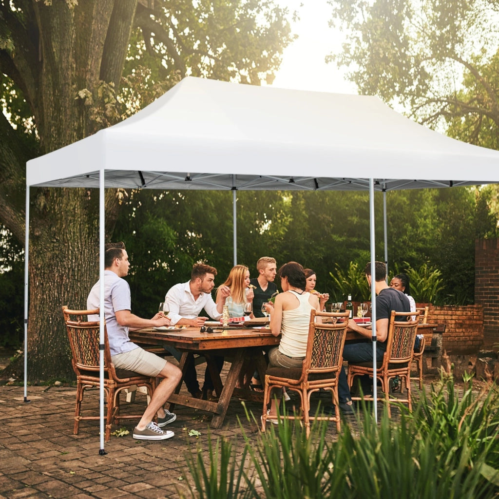 Gazebo regolabile e pieghevole 6x3M con ruote e borsa portatile, Tenda impermeabile per feste e campeggi Bianco-Gazebo