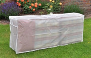 Supporto per cuscini per mobili da giardino - Materiale PEVA duraturo - Resistente alle intemperie - Chiusura a righello - 2 maniglie - Dimensioni 125x50x30 cm - Tasca di ripostiglio