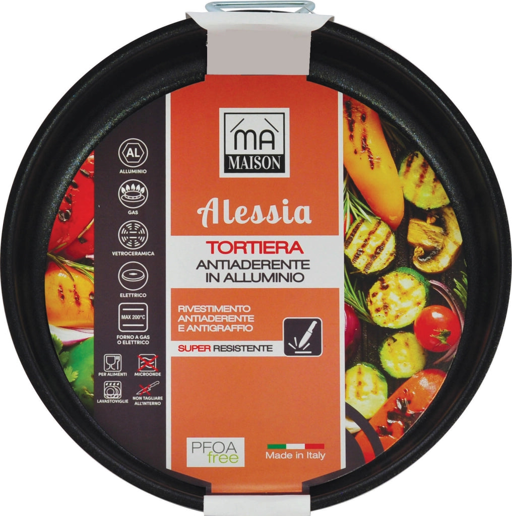 MA MAISON TORTIERA LINEA ALESSIA 28 CM SPESSORE 1,40 MM ANTIADERENTE E ANTIGRAFFIO IN ALLUMINIO