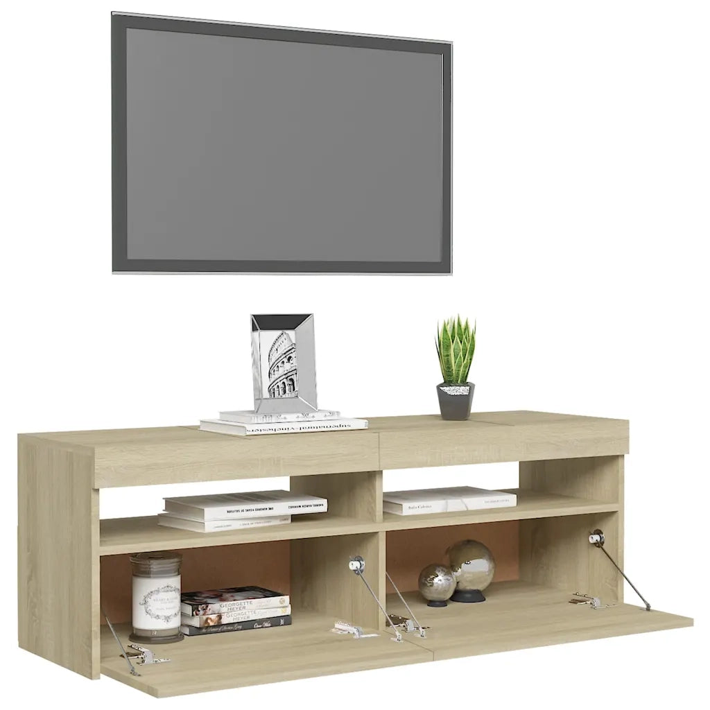 Mobile Porta TV con Luci LED Rovere Sonoma 120x35x40 cm 804376