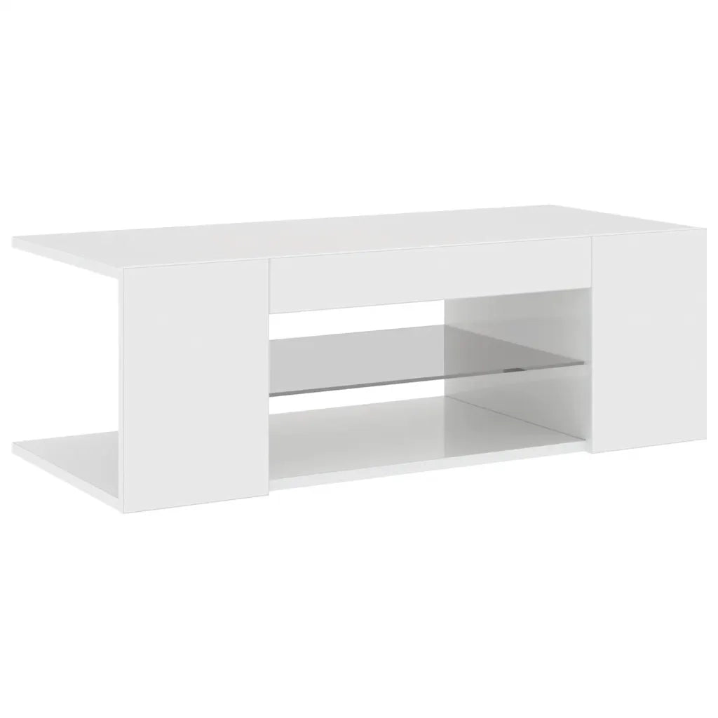 Mobile Porta TV con Luci LED Bianco Lucido 90x39x30 cm