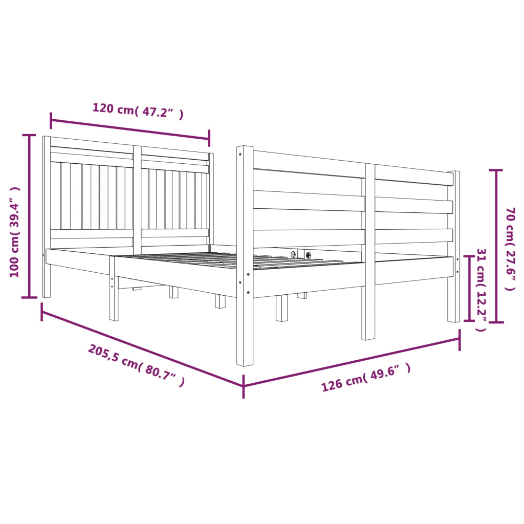 Giroletto-Struttura Letto in Legno Massello 120x200 cm 446470