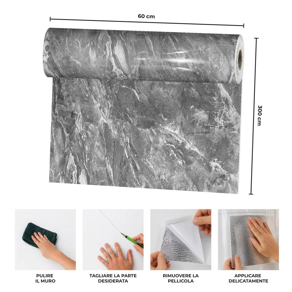 Carta Adesiva Da Rivestivmento 60x300 cm Pellicola Autoadesiva Impermeabile per Mobili, Pareti, Cucina, Tavoli e Top Cucina – Rivestimento Rimovibile per Superfici Lisce e DIY Disegno2