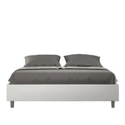 BS COM Letto matrimoniale francese senza rete imbottito 140x200 similpelle bianco