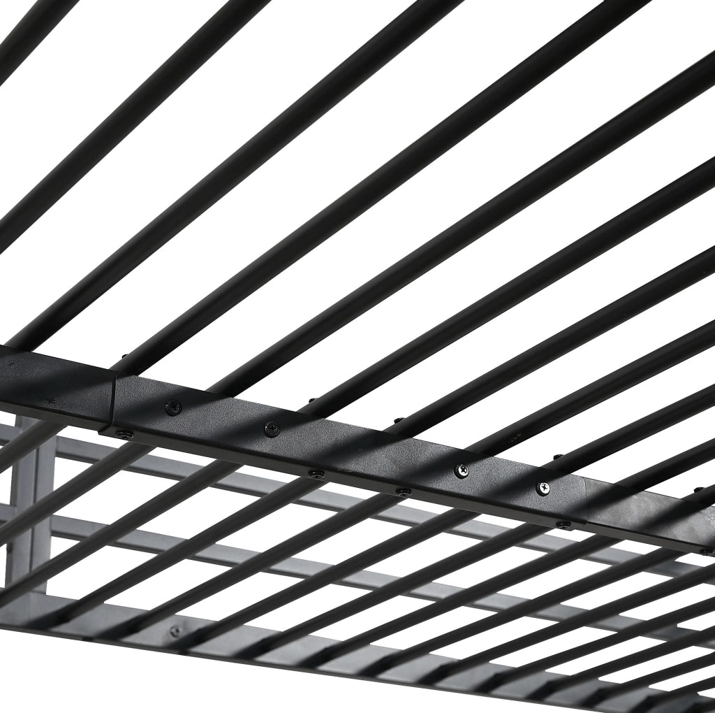 Letto a soppalco 120x200 cm con scrivania e ripiano; metallo e legno; nero e noce scuro