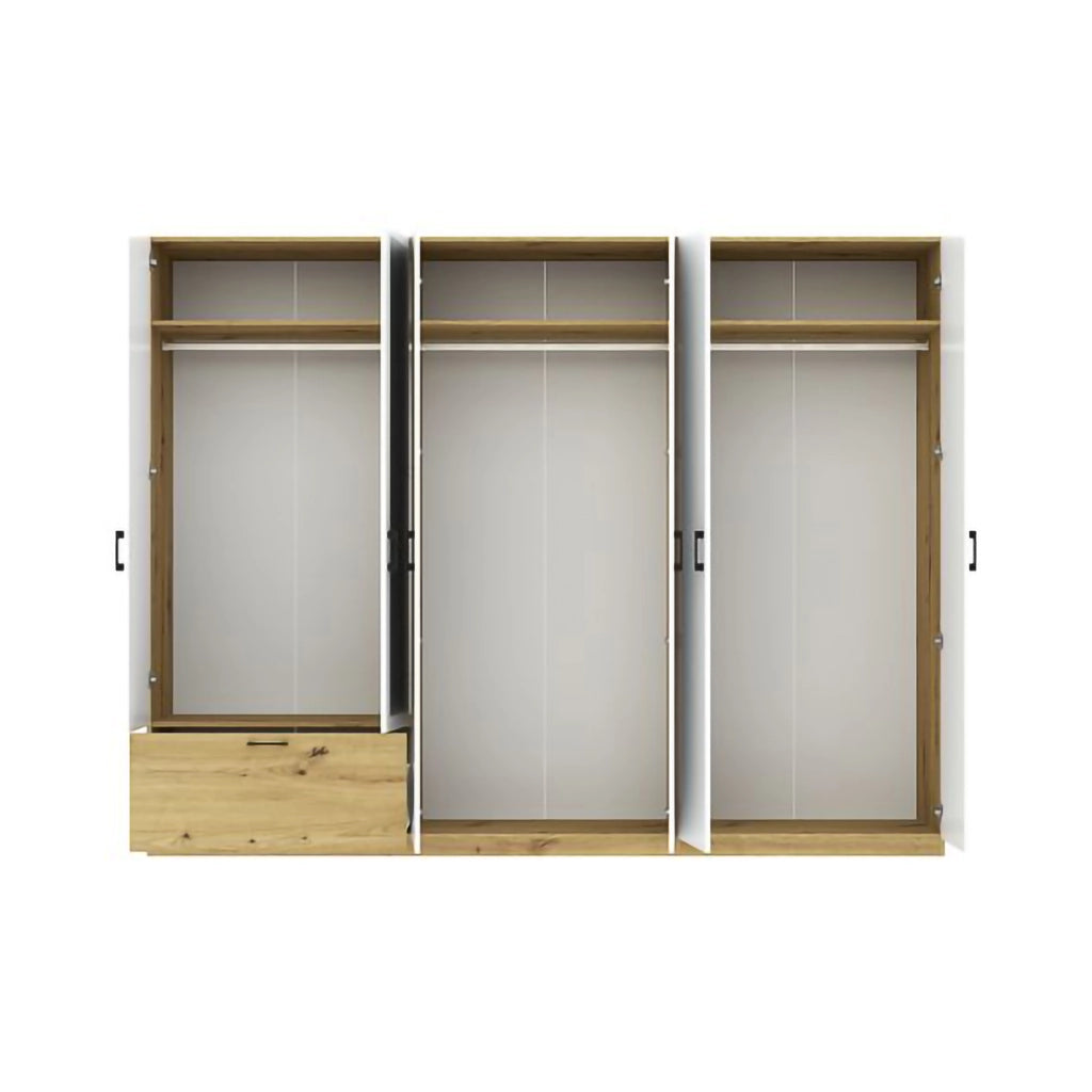 Armadio Camera da Letto Lezasana, Guardaroba Grande 3 Ripiani, 269x210h cm Bianco