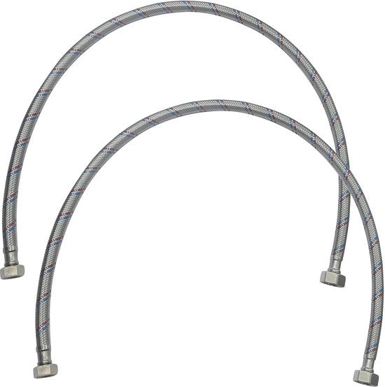 Serpentina Flexibile per Sanitari 800 mm - 1/2" femmina/3/8" femmina - In Rame Tessuto - Per Rubinetto Sanitario - Massima Temperatura 90 °C - Serpentina per Acqua