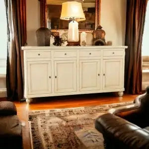 Credenza base napoletana Shabby chic 4 ante avorio anticato