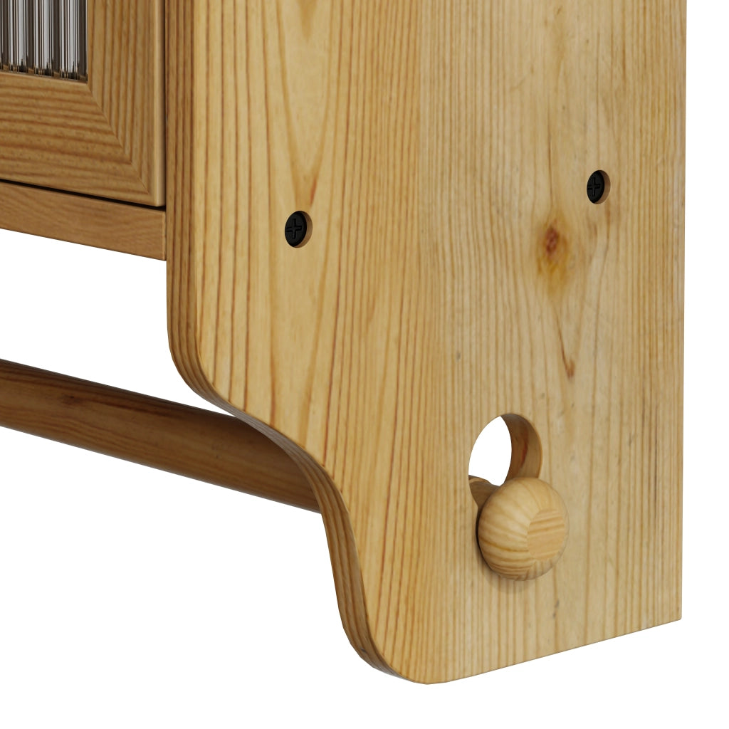 Armadio Pensile con 2 Ante in Vetro Cannelato; 3 Ripiani; Porta-Asciugamani; Stile Vintage; in Legno e MDF; 63×60×18 cm; Naturale