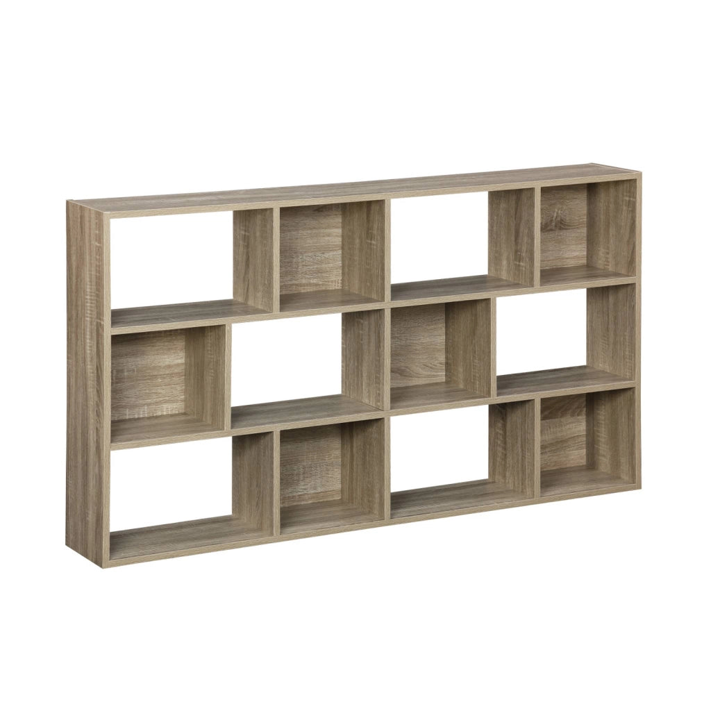 Libreria a 3 livelli con 12 scomparti, marrone naturale