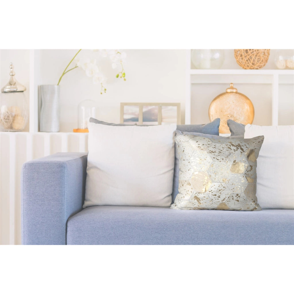 Cuscino decorativo Spark in pelle avorio e oro