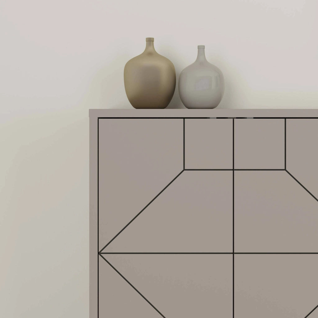 Credenza Africo, Buffet da soggiorno, Madia da salotto, Dispensa da cucina, 184x35h77 cm, Cemento
