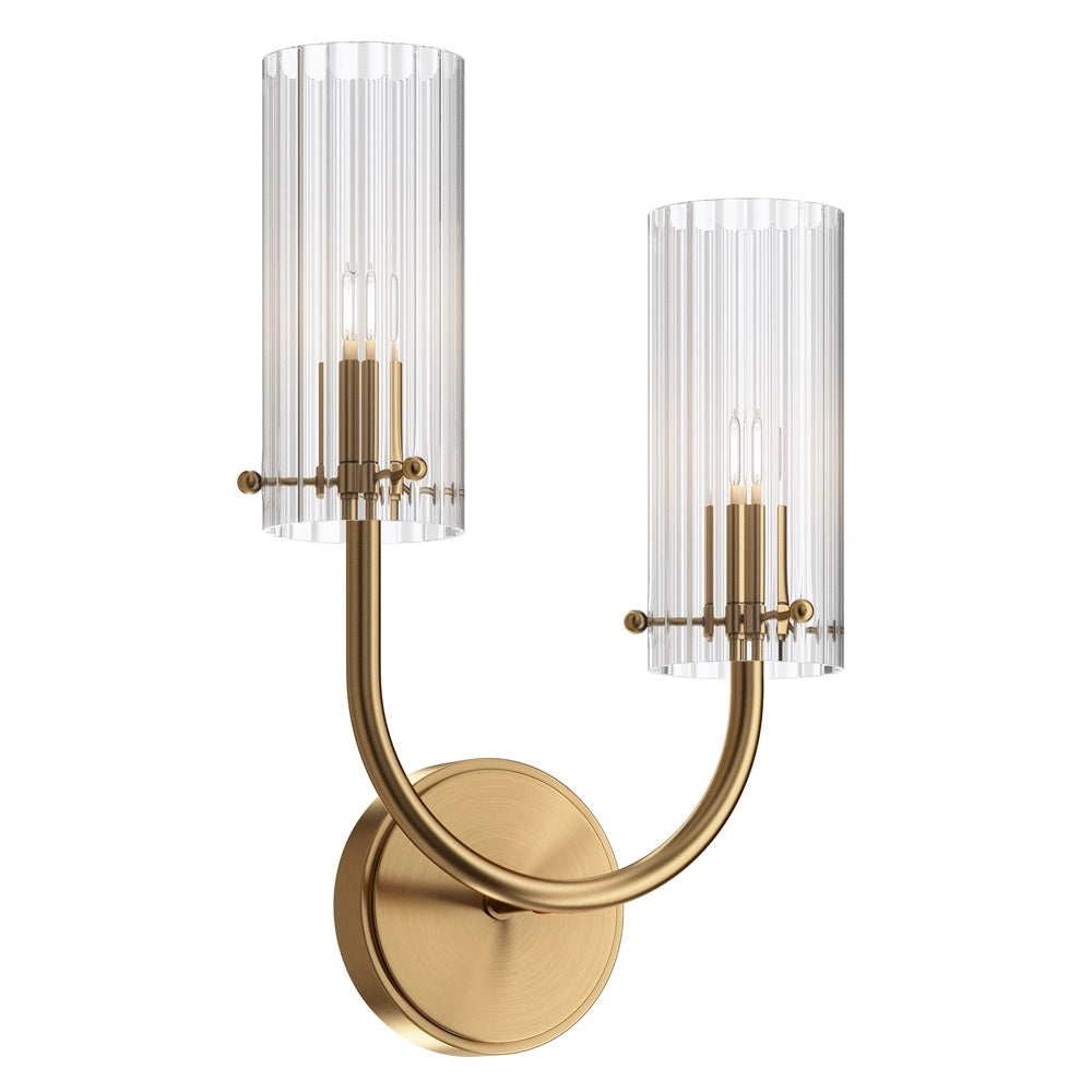 Applique Contemporanea Arco Metallo Ottone 1 Luce Diffusore In Vetro