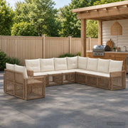 Set Divano da Giardino 9 pz Beige e Bianco Crema polyrattan 3435165