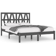 Letto matrimoniale | Letto per adulti | Giroletto Grigio in Legno Massello di Pino 200x200 cm