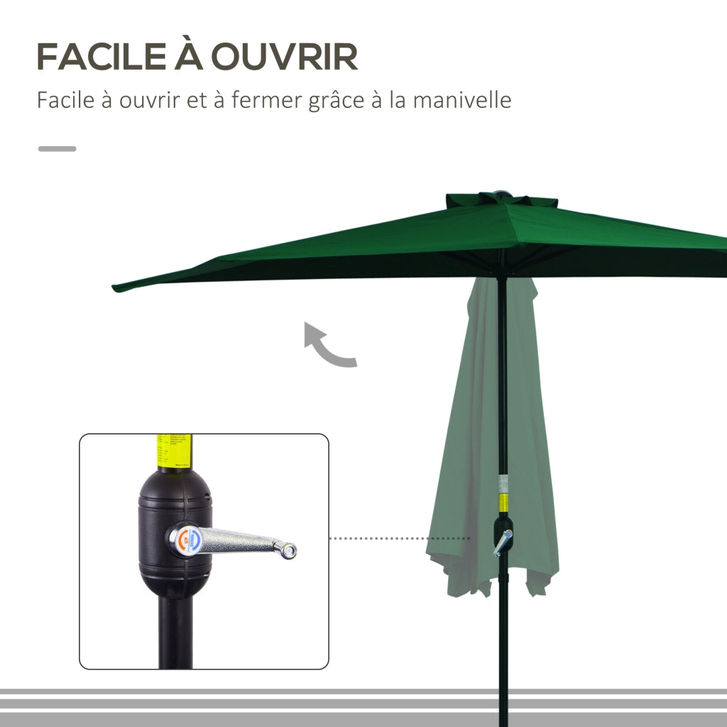 Ombrellone da balcone a parete con 5 aste ¨C Xylo ¨C 293x150x249 cm verde poliestere