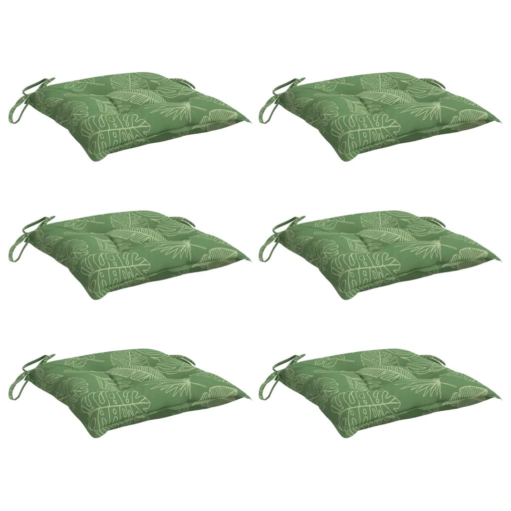 Cuscini per Sedia 6 pz Motivo a Foglie 40x40x7 cm in Tessuto 361500