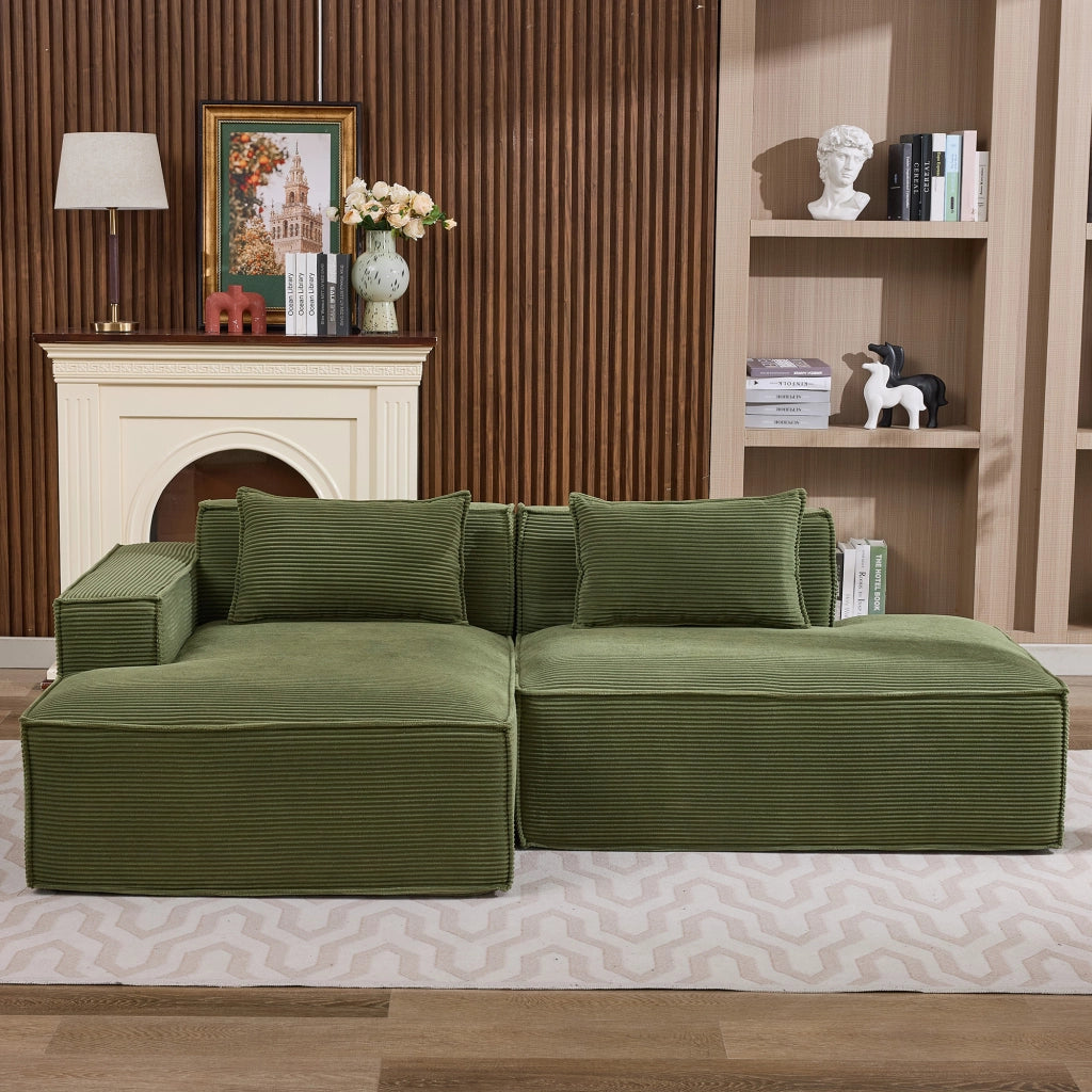 Divano 235.0x129.0x70.0 cm compatto in poliestere verde