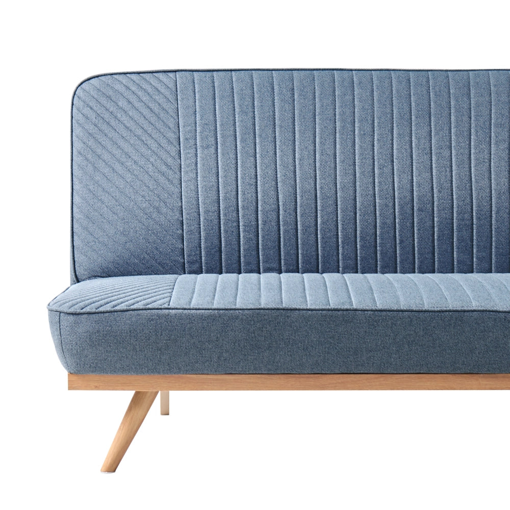 Divano letto Blu Rivestimento in tessuto Gambe in metallo 2 posti Seduta con schienale imbottito Design moderno Senza braccioli