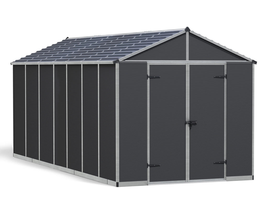 Casetta Da Giardino in Policarbonato Ultra Resistente Rubicon  528X237X235 cm Grigio Scuro
