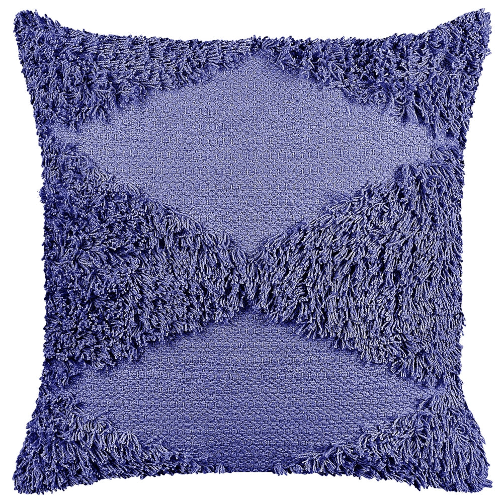 Set di 2 cuscini decorativi viola cotone 45 x 45 cm solido motivo geometrico trapuntato Boho cuscino