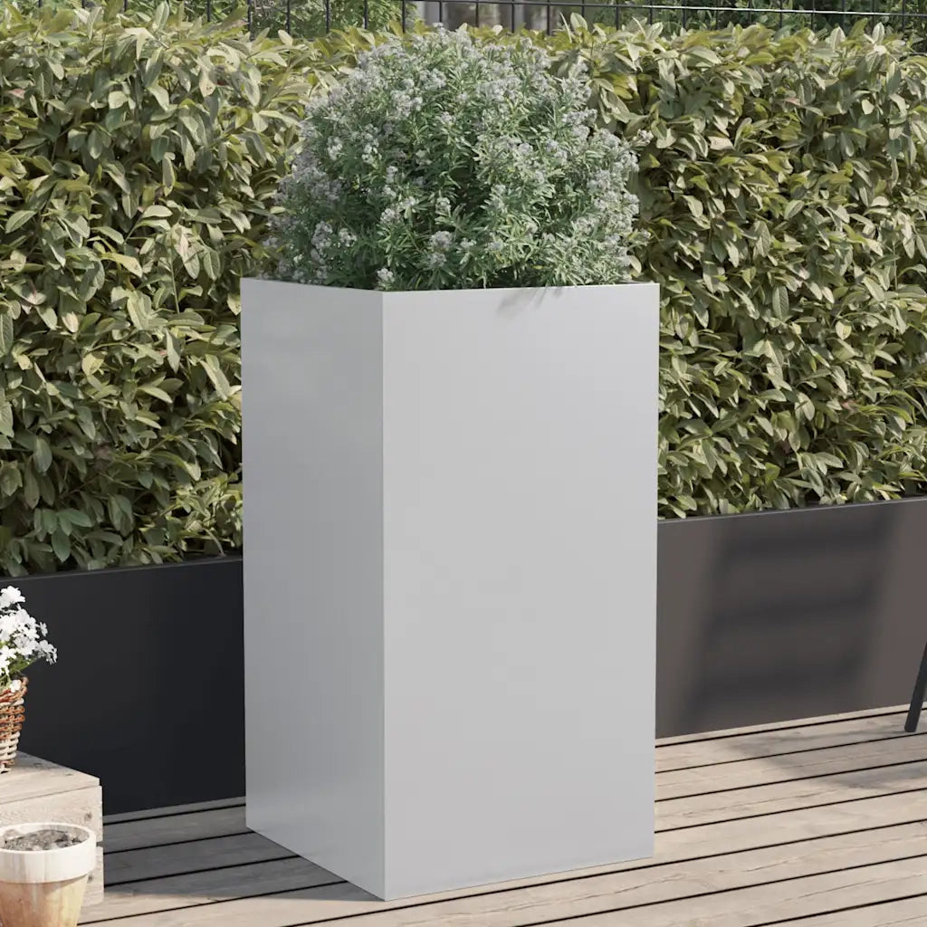 Fioriera-Vaso-Contenitore per Piante Argento 42x38x75 cm in Acciaio Zincato