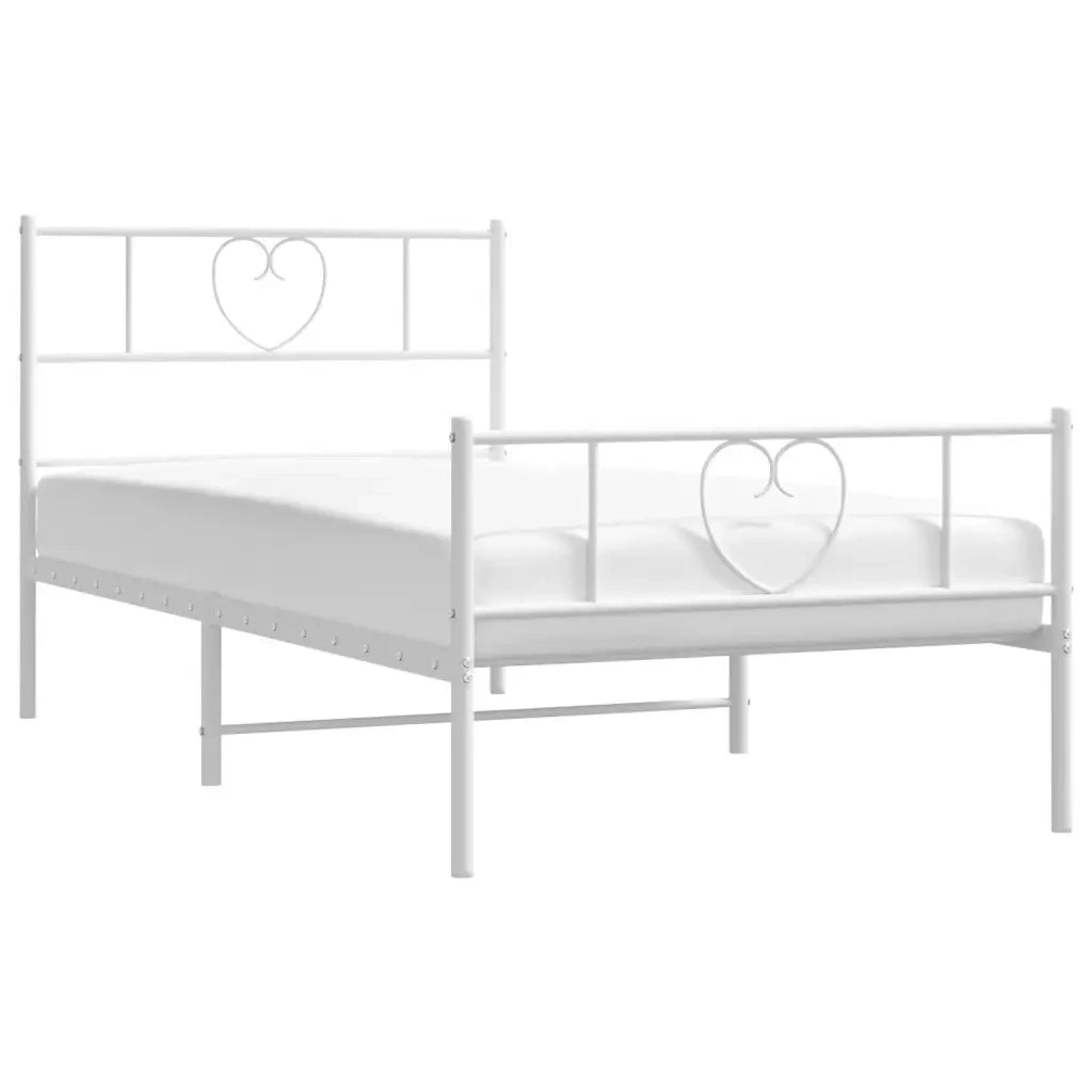 Giroletto con Testiera e Pediera-Struttura Letto Metallo Bianco 90x200 cm 434438