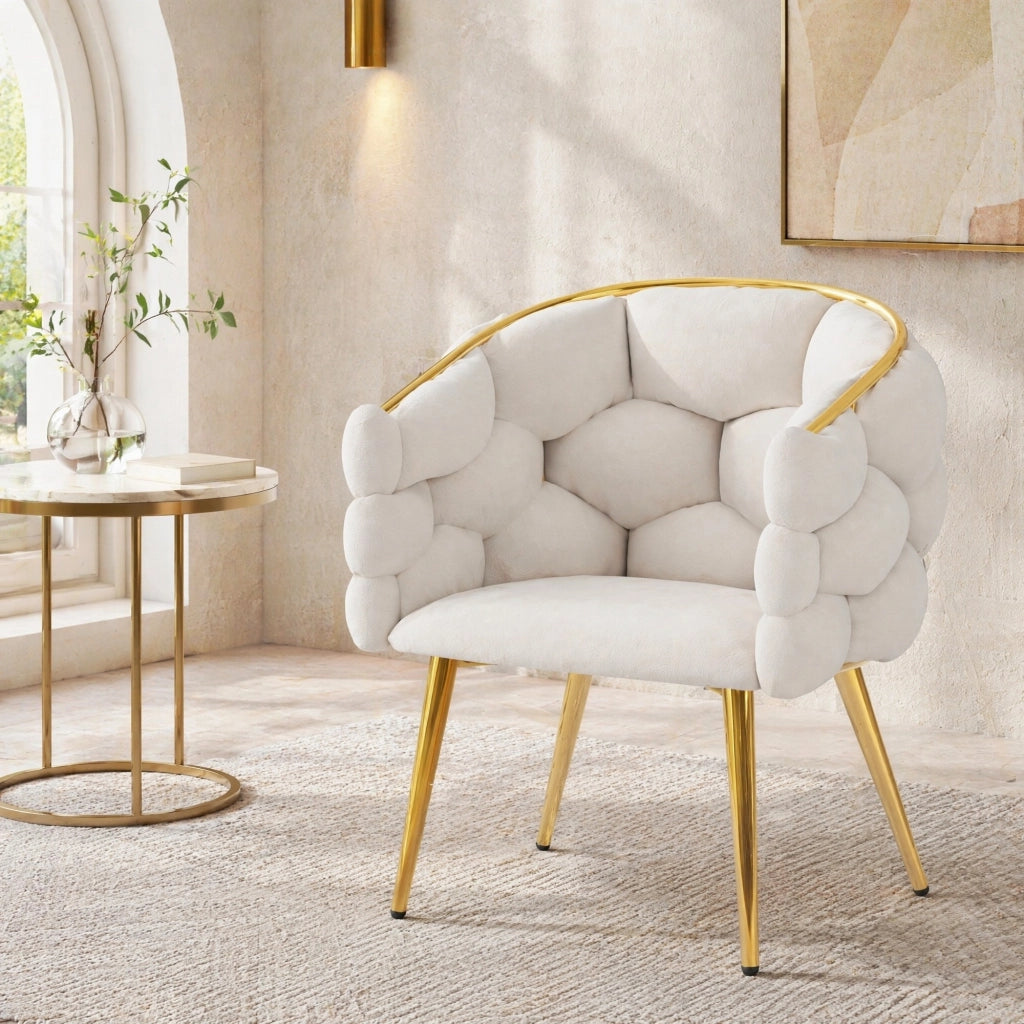 Sedia da pranzo 4 pezzi in velluto con schienale ergonomico e piedini anteriori regolabili, Beige