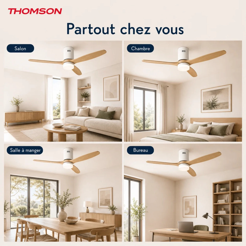 Ventilatore da soffitto con luce e telecomando incluso THOMSON NOUR