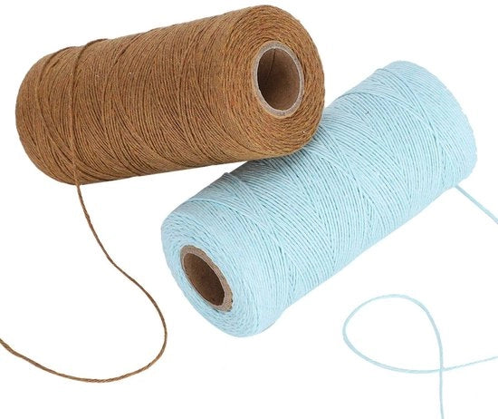 Weefgetouw Draad Katoen Schering Garen 2 Rolli - Colore Marrone e Blu chiaro - Ideale per Weaving - Adatto per Coperte e Tappeti