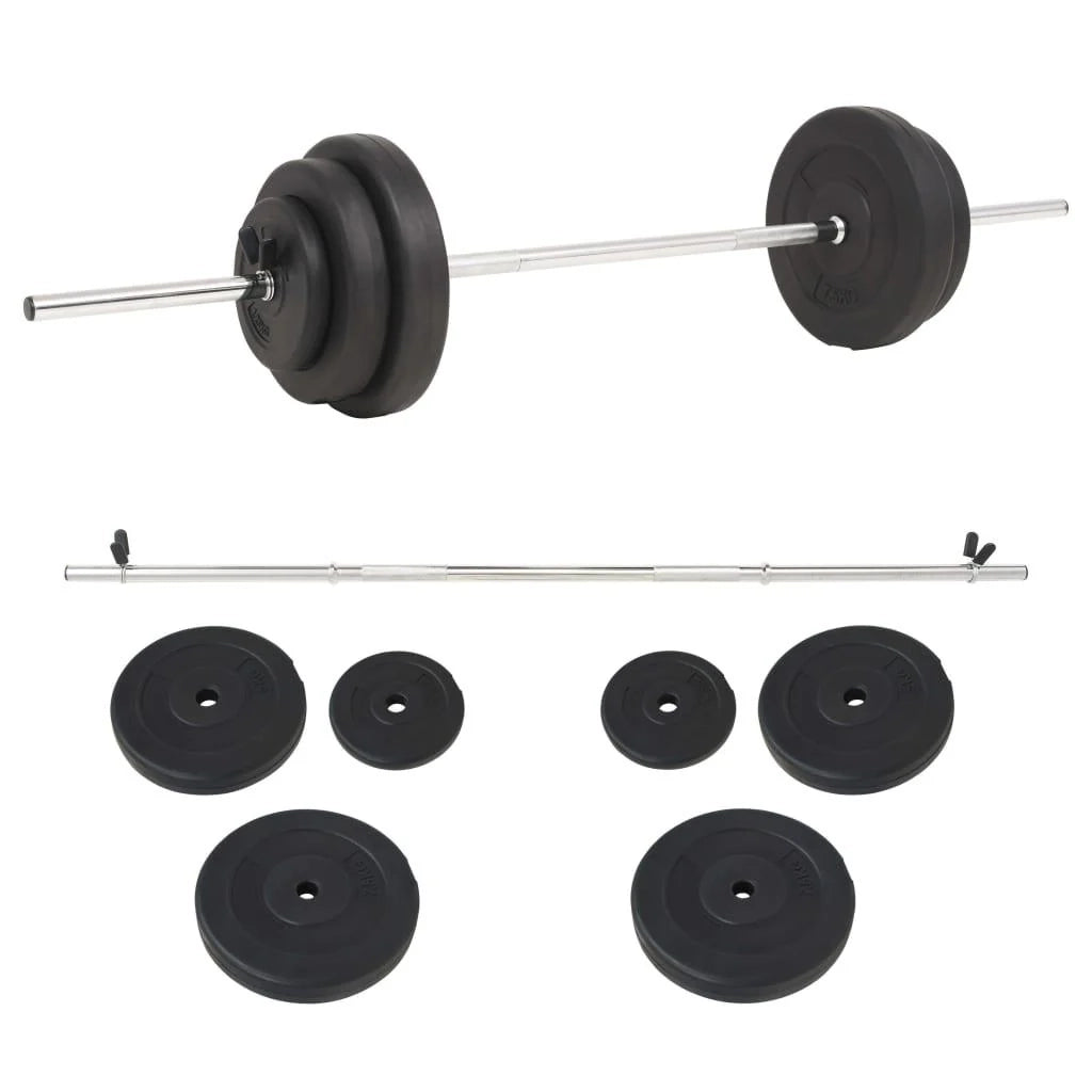 Set di bilancieri lunghi da 30 kg per fitness e bodybuilding nero 02_0000742