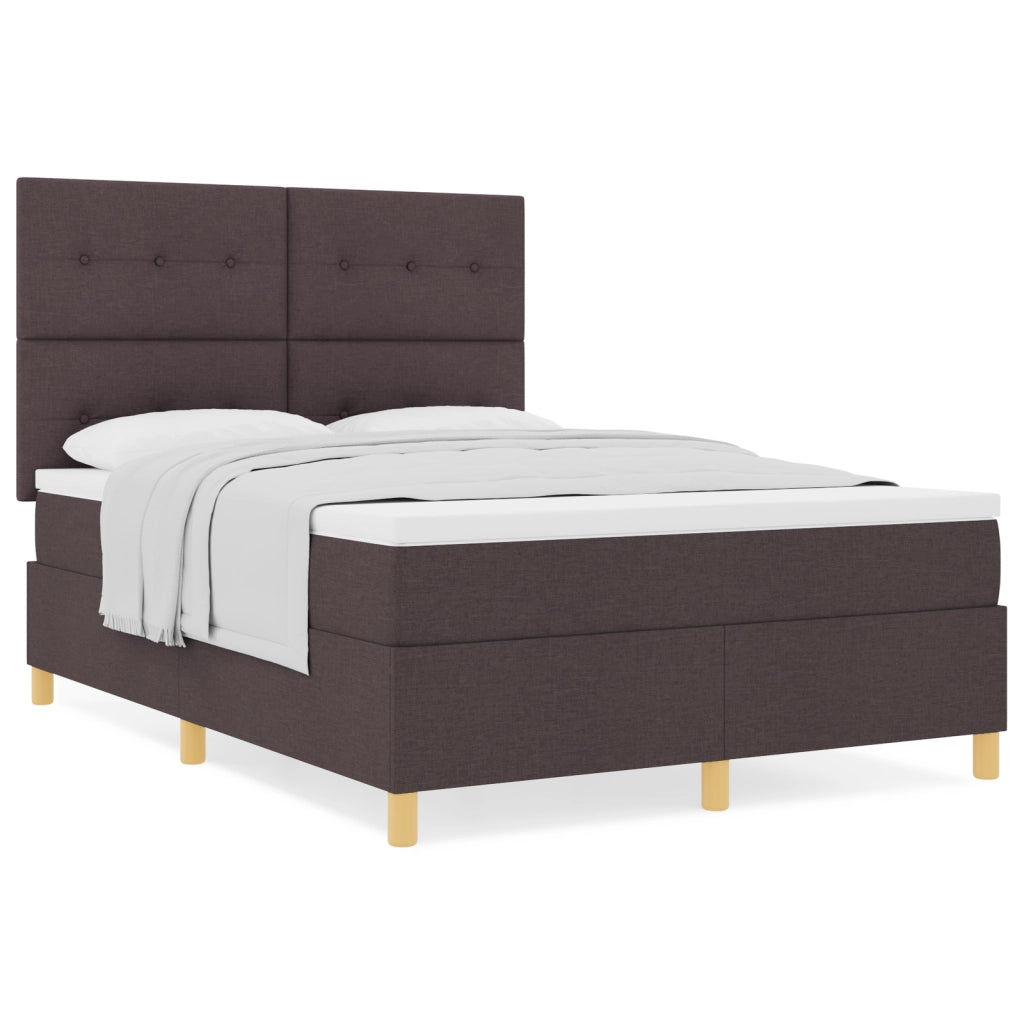 Letto a molle con materasso marrone scuro 140x190 cm in tessuto