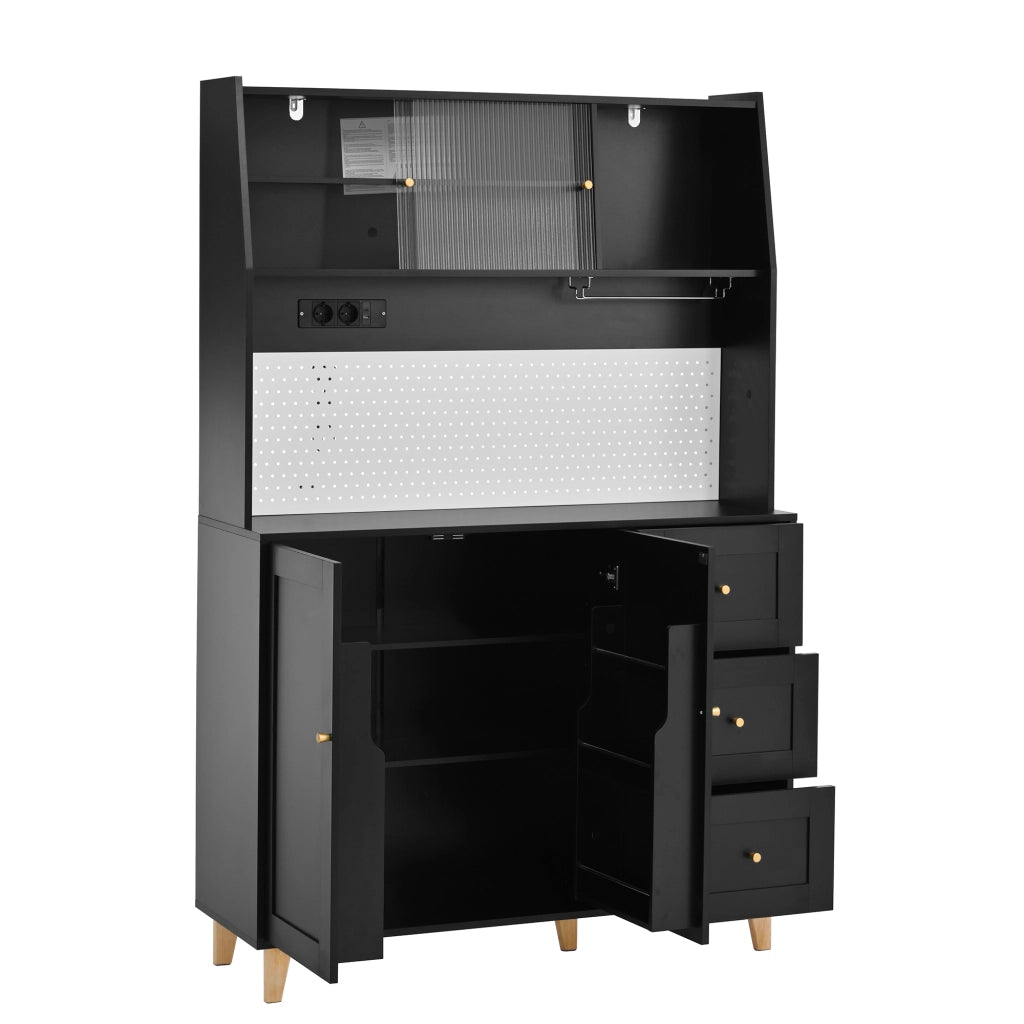 Mobile Buffet con Cassetti, Portabottiglie e Portaocchiali ¨C MINIMAL ¨C Nero