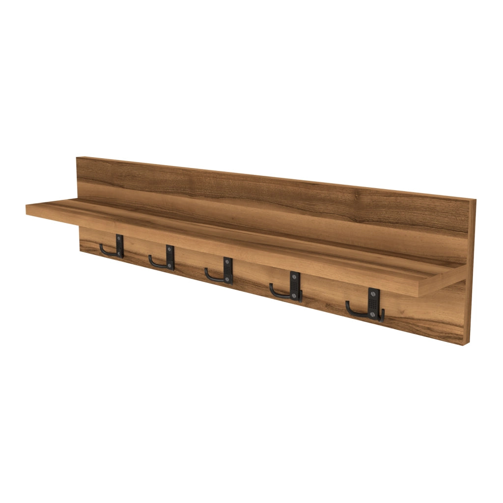 Appendiabiti da Parete Hammarö con Piano di Appoggio 80x13x18 cm Effetto Noce [en.casa]