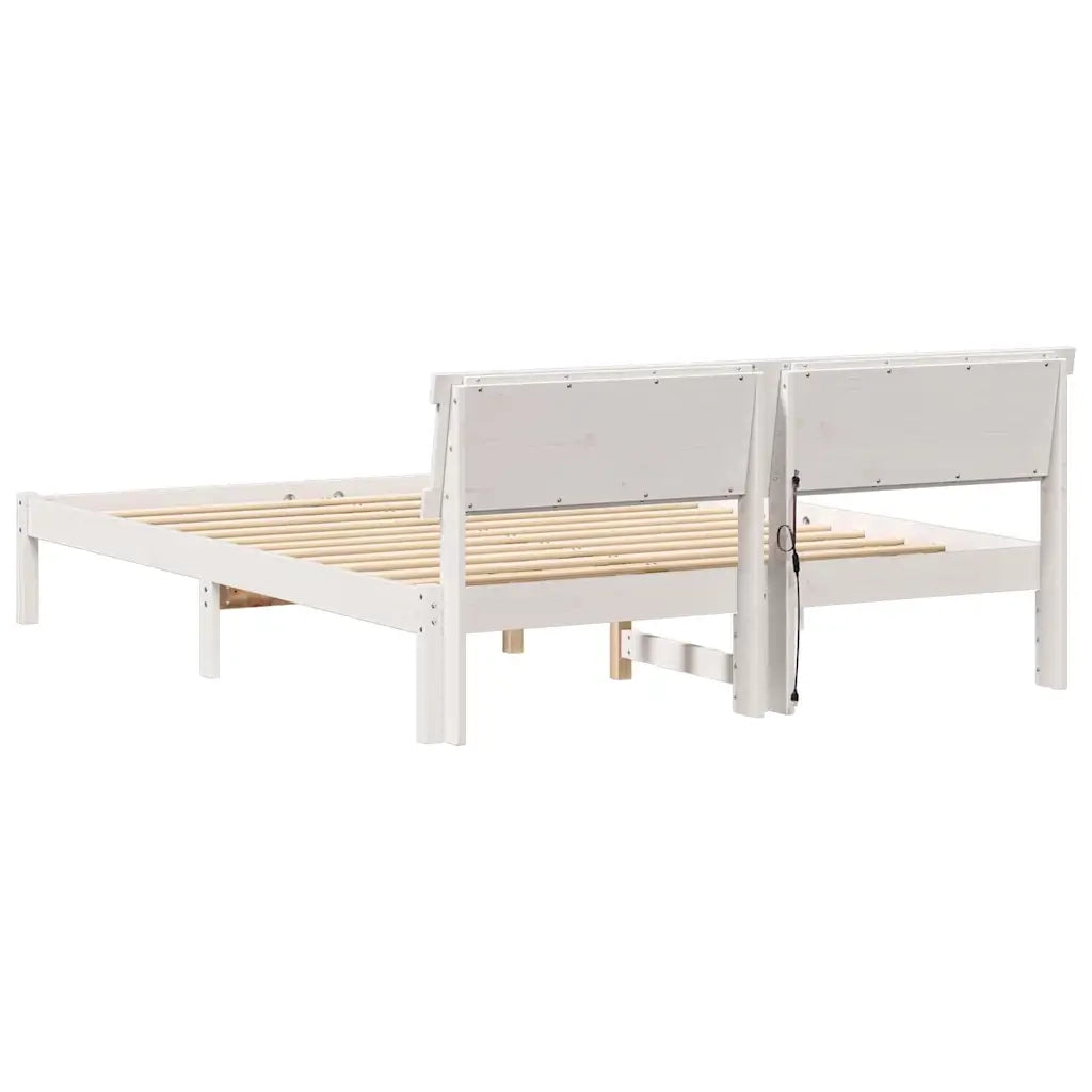 Struttura del letto Bianco 150 x 200 cm Pino massello 872816