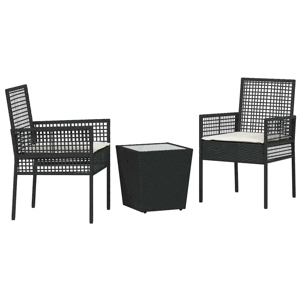 Set Bistro da Giardino 3 pcs Nero polyrattan 3334955