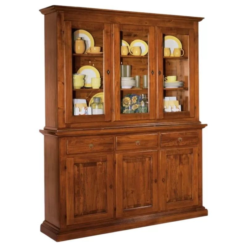 Cristalliera 3 porte in legno noce arte povera 172x51x226 (616+617) - Mobili 2G