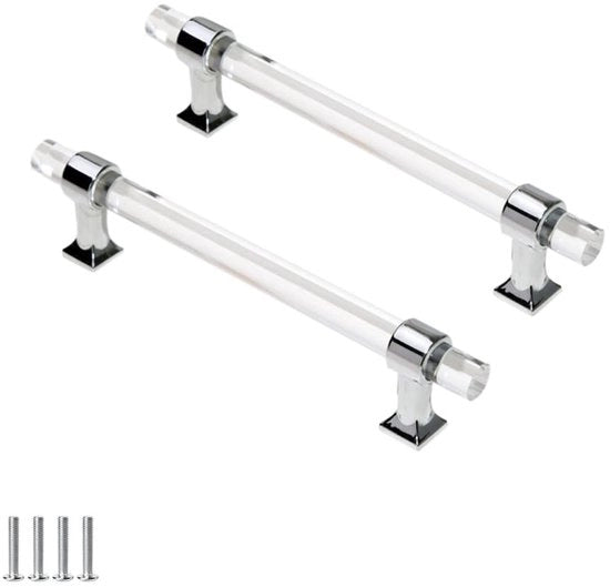 Maniglie per cassetti a manubrio moderno - 2 pezzi - Acrilico/Zinco - Distanza di apertura 320mm - Lunghezza 365mm - Altezza 36mm - Senza dito - Maniglie per mobili