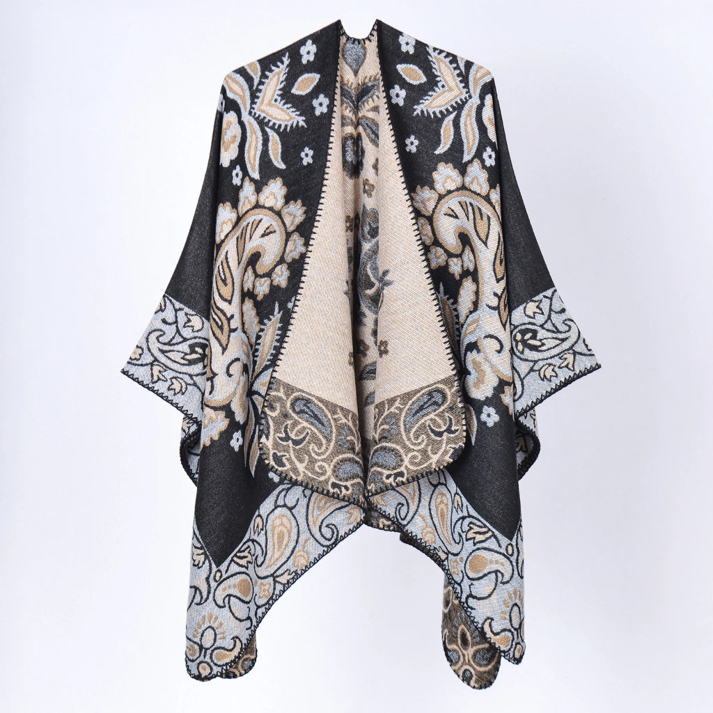 Nuovo scialle/sciarpa jacquard paisley versatile ed elegante per la primavera e l'autunno, scialle in cashmere double-face