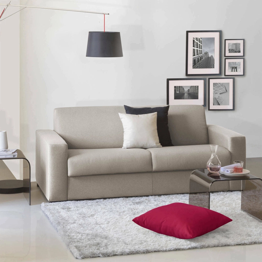 Divano fisso Ayta, Divano a 3 posti, Made in Italy, SofÒ  Soggiorno in tessuto imbottito, con Braccioli standard, cm 220x95h90, Tortora